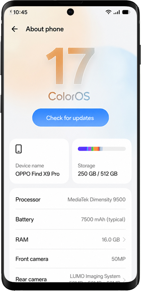 تحديث ColorOS 17 التجريبي على هاتف Oppo Find X9 Pro
