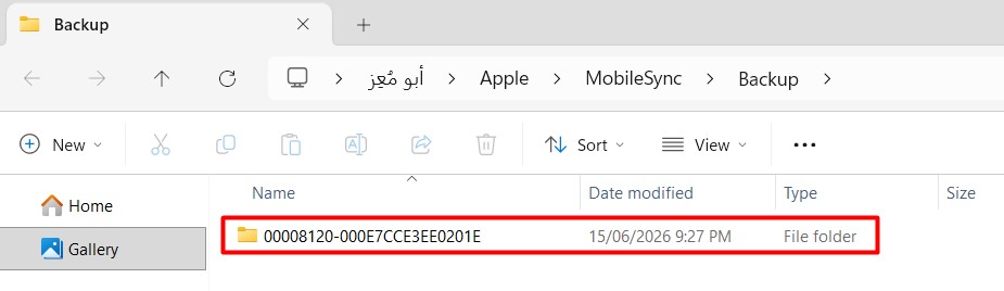 iOS backup path Apple Devices